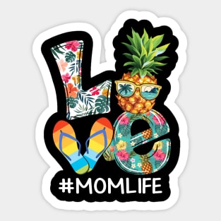 Love Summer Mom Life Pineapple Flip Flop Sticker